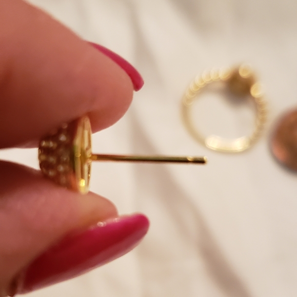 Sz 9, White Cubic Zirconia 18K YG Over 925 Silver Ring & Earrings Set, NWT - Picture 8 of 10